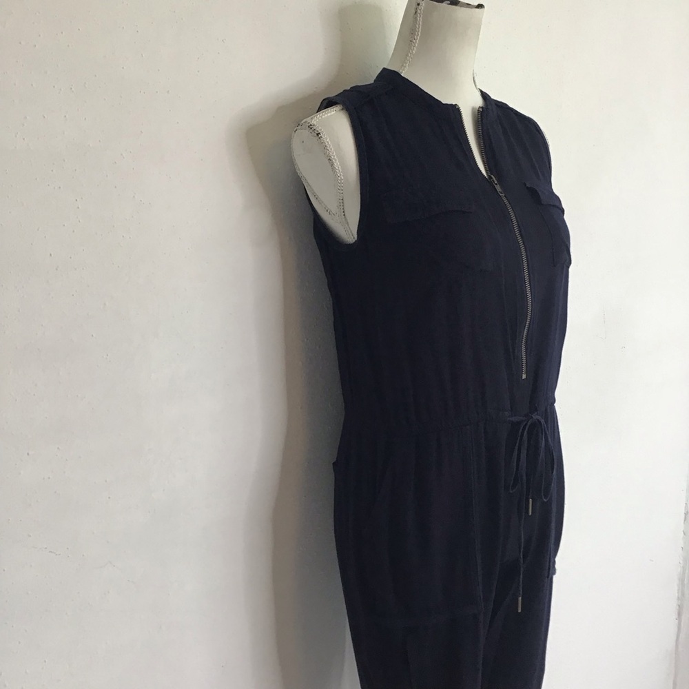 Elevenses Women Elegant Dark Blue Round Neck Drawstring Ankle Fun Jumpsuit XXS - Picture 3 of 12